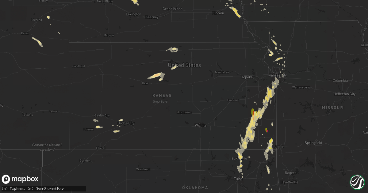 Hail map in Kansas on August 27, 2015