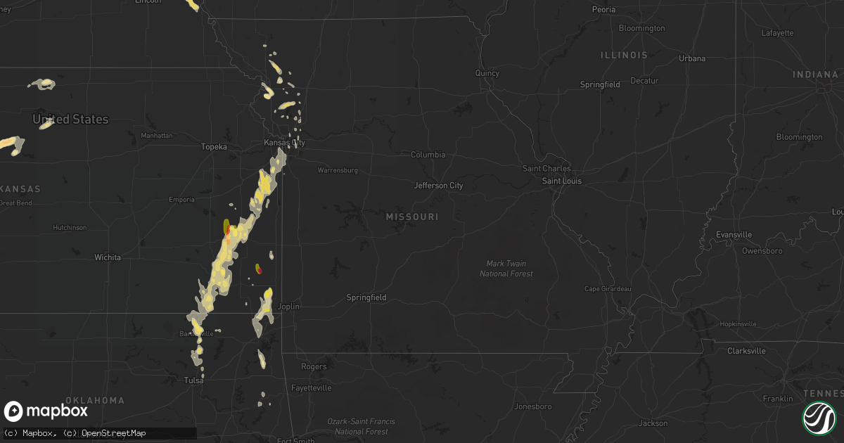Hail map in Missouri on August 27, 2015
