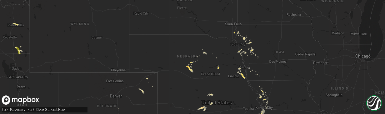 Hail map in Nebraska on August 27, 2015