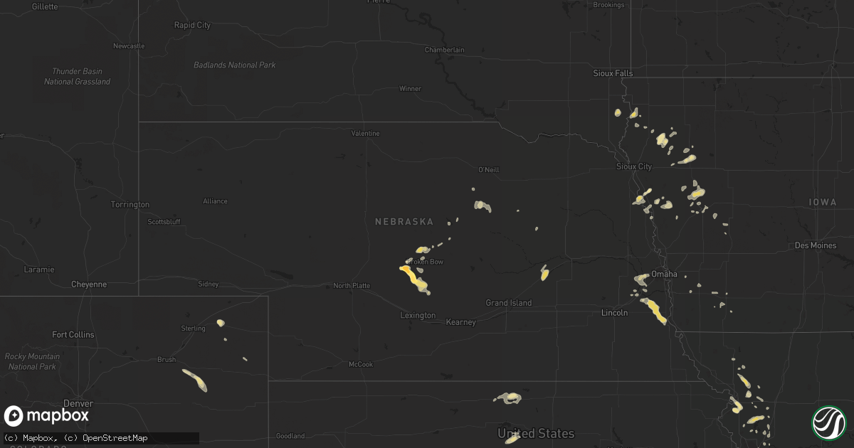 Hail map in Nebraska on August 27, 2015