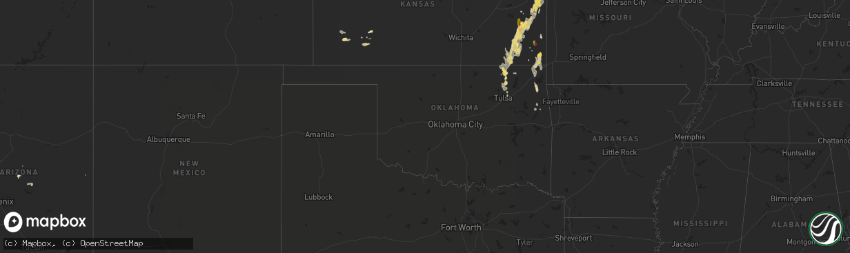 Hail map in Oklahoma on August 27, 2015