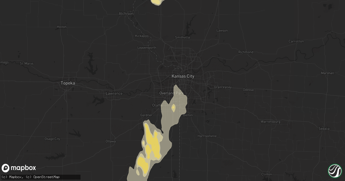 Hail map in Overland Park, KS on August 27, 2015