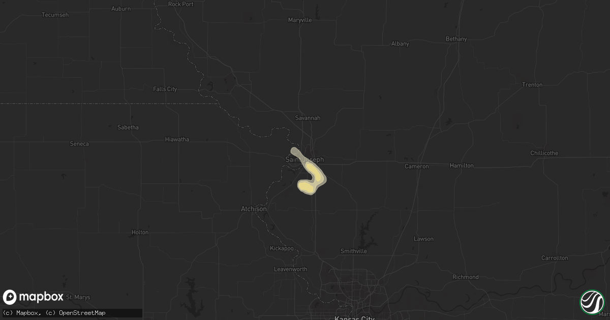 Hail map in Saint Joseph, MO on August 27, 2015