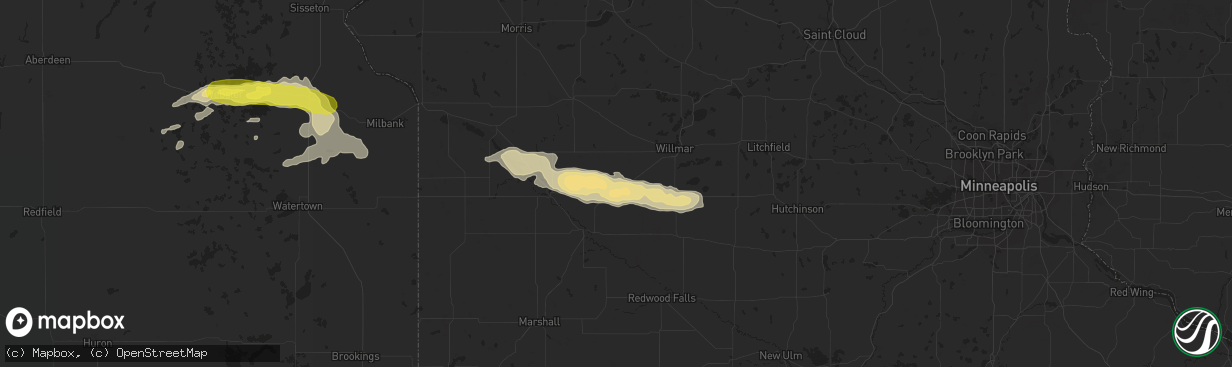 Hail map in Clara City, MN on August 27, 2016