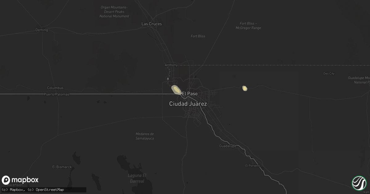 Hail map in El Paso, TX on August 27, 2016