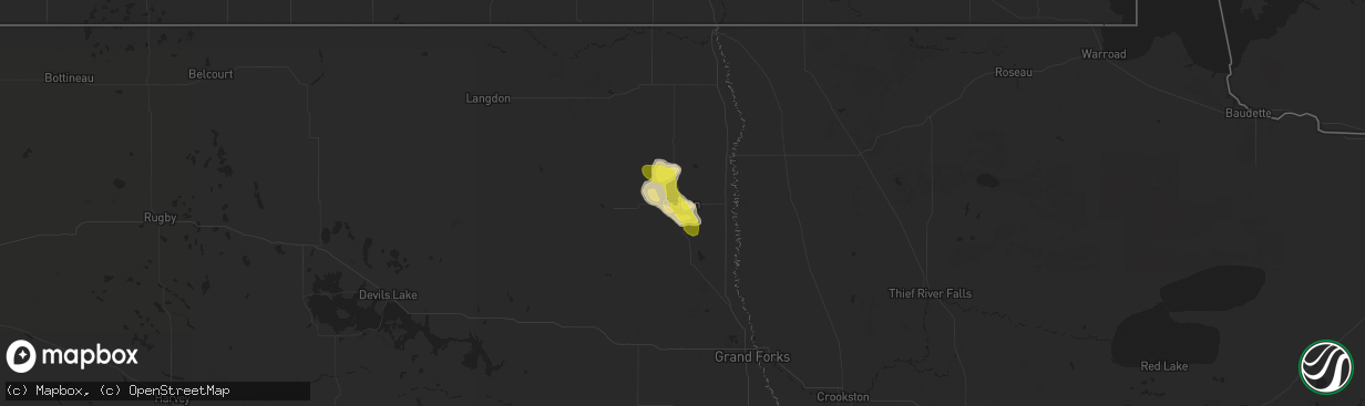 Hail map in Grafton, ND on August 27, 2016