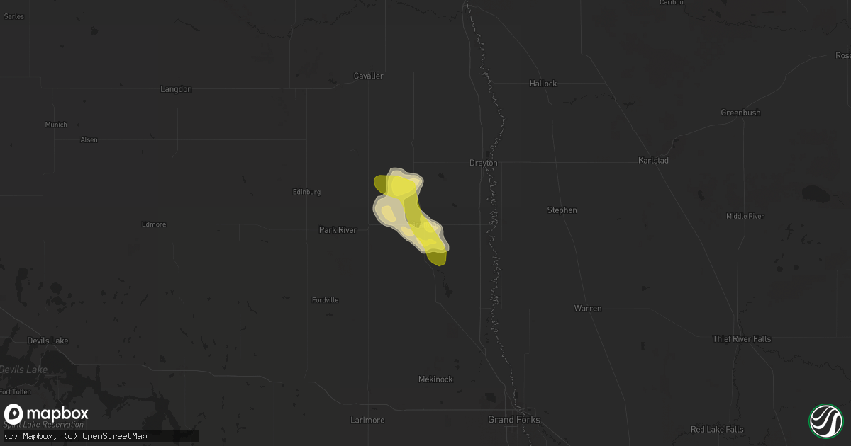Hail map in Grafton, ND on August 27, 2016