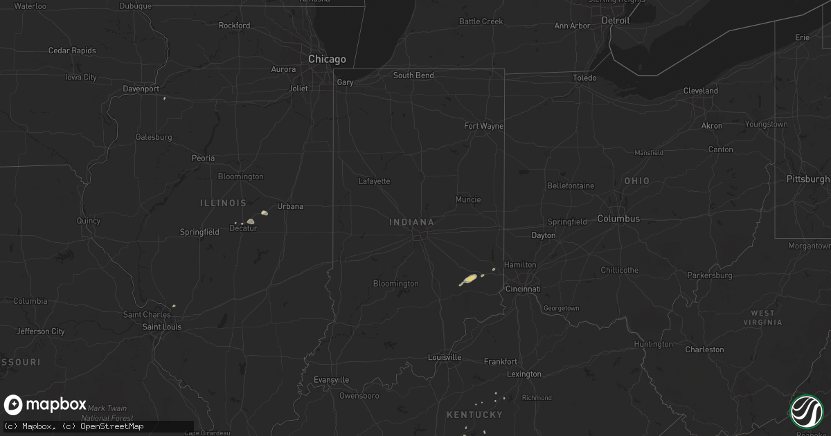Hail map in Indiana on August 27, 2016