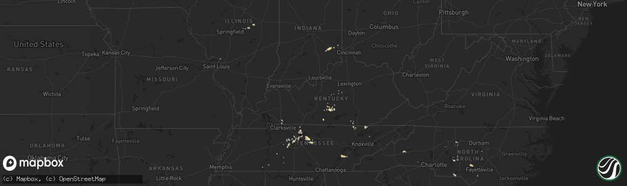 Hail map in Kentucky on August 27, 2016