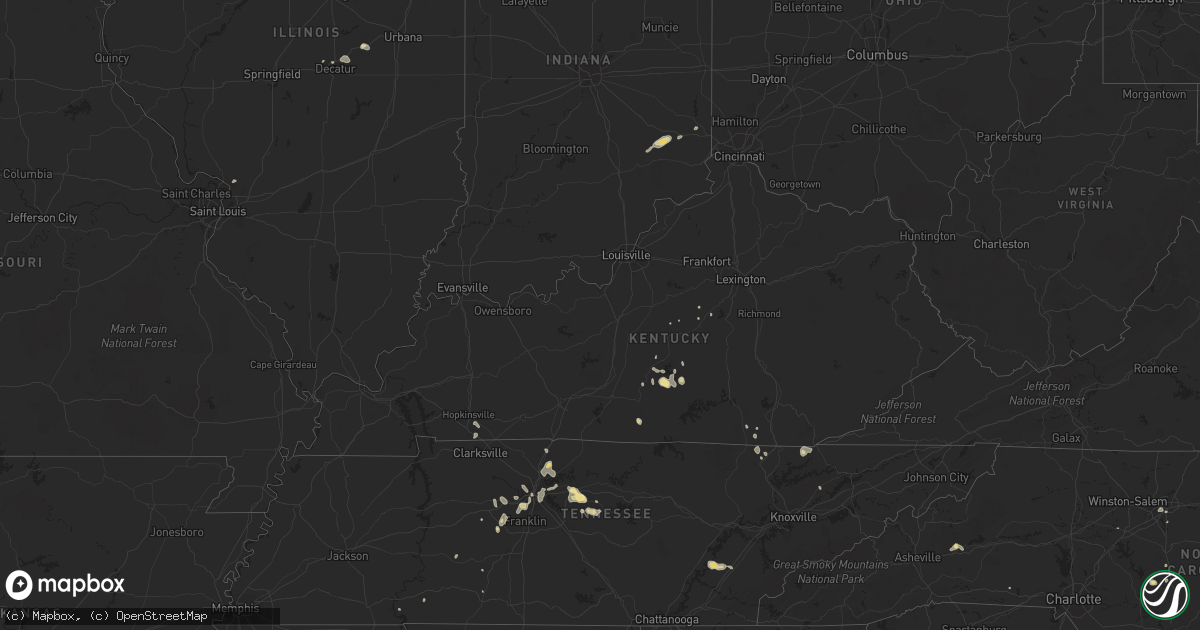 Hail map in Kentucky on August 27, 2016