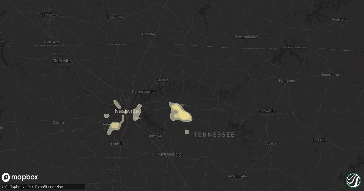 Hail map in Lebanon, TN on August 27, 2016