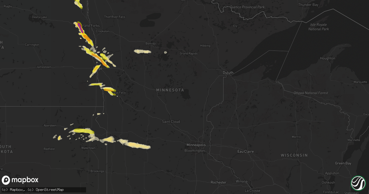 Hail map in Minnesota on August 27, 2016