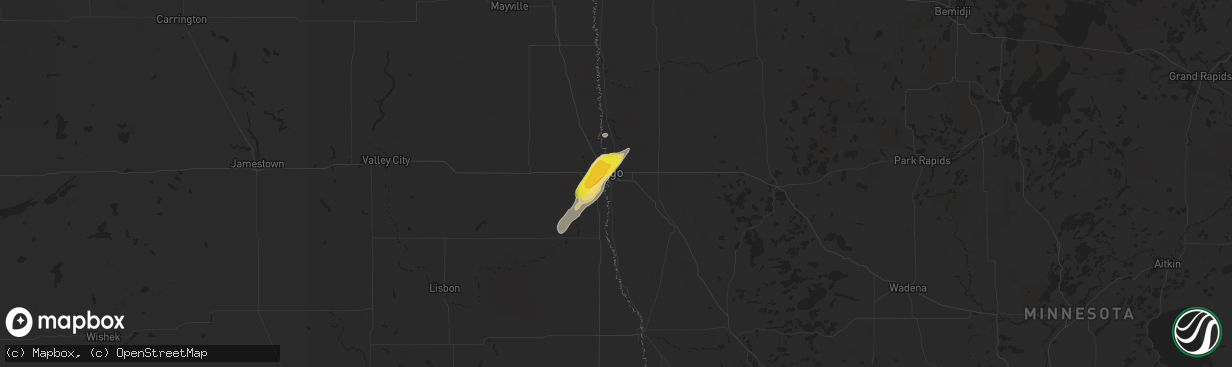 Hail map in Moorhead, MN on August 27, 2016