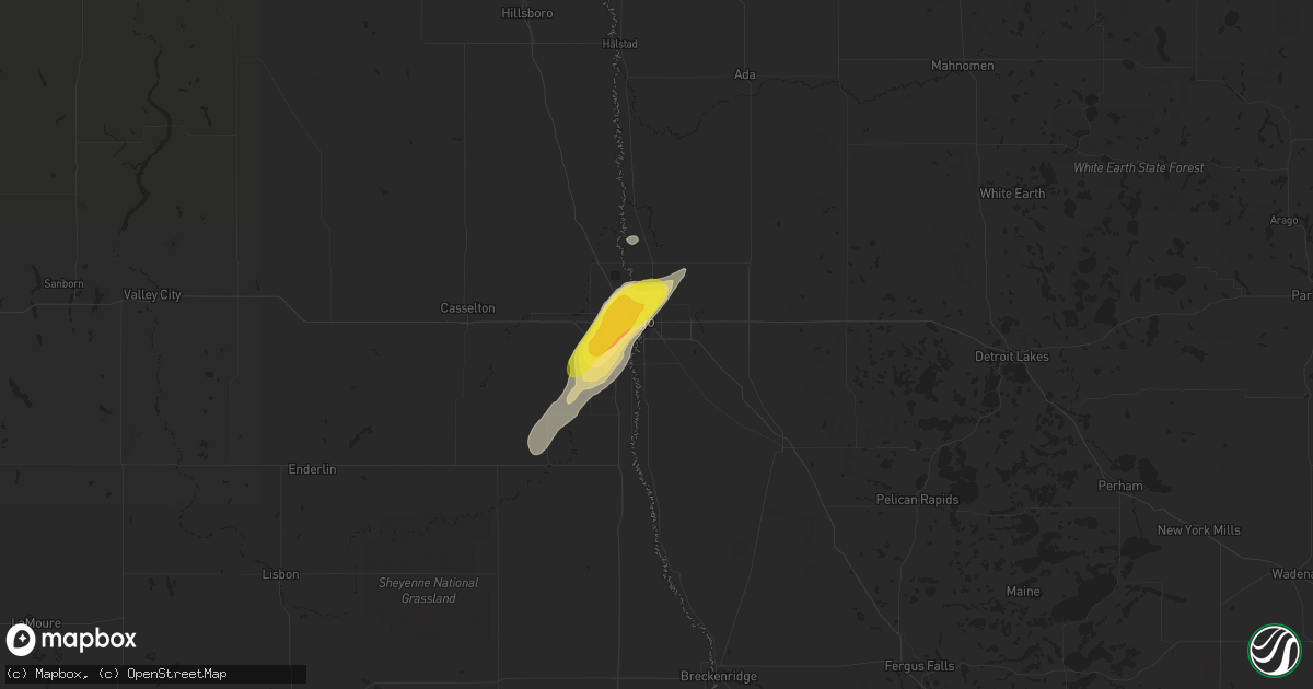 Hail map in Moorhead, MN on August 27, 2016