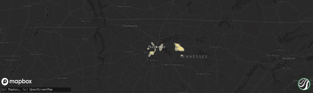 Hail map in Nashville, TN on August 27, 2016