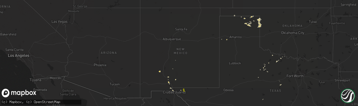 Hail map in New Mexico on August 27, 2016