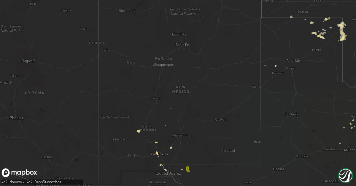 Hail map in New Mexico on August 27, 2016
