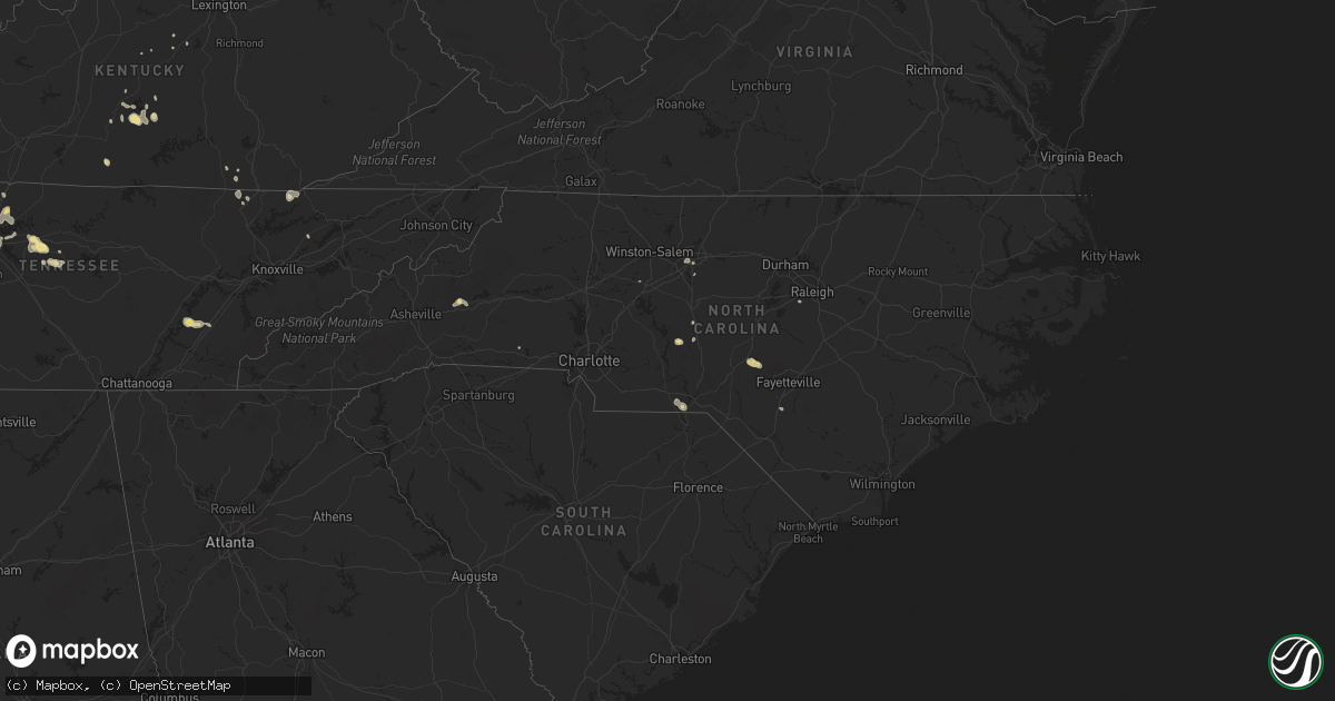 Hail map in North Carolina on August 27, 2016