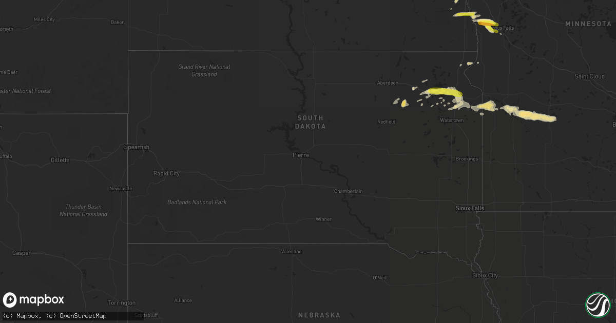 Hail map in South Dakota on August 27, 2016