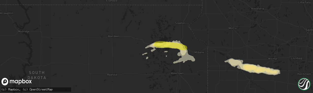 Hail map in Webster, SD on August 27, 2016