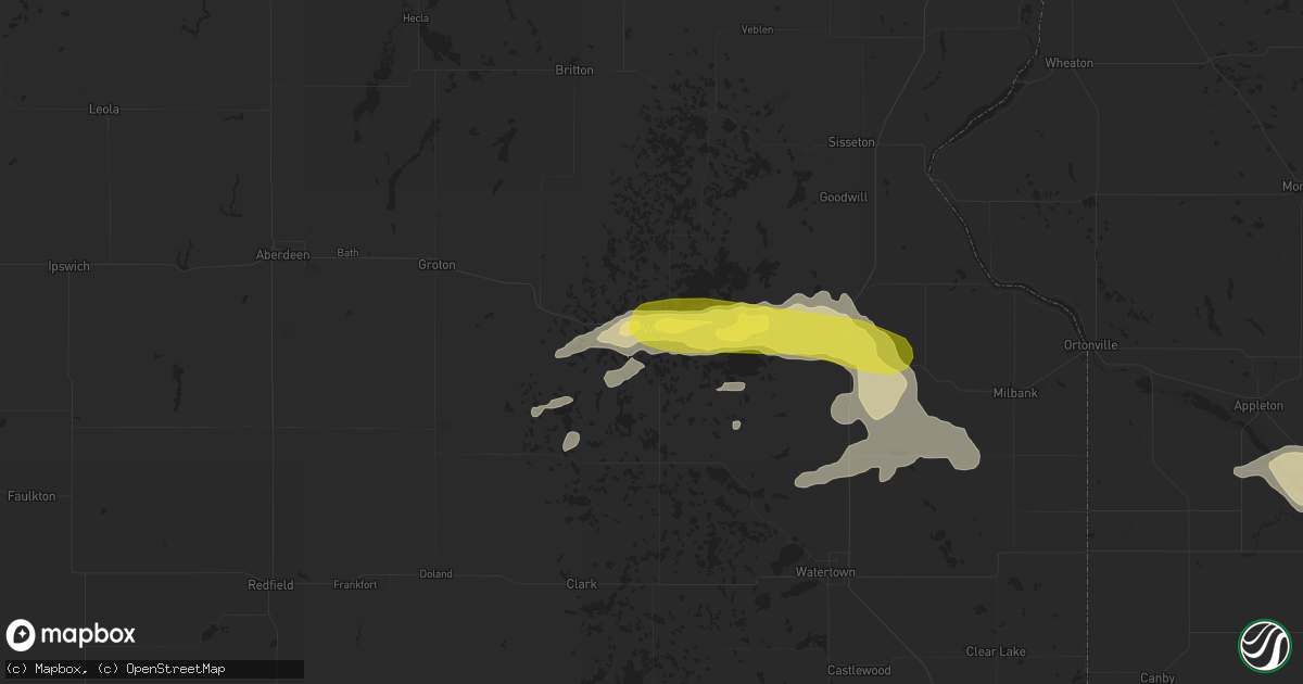Hail map in Webster, SD on August 27, 2016