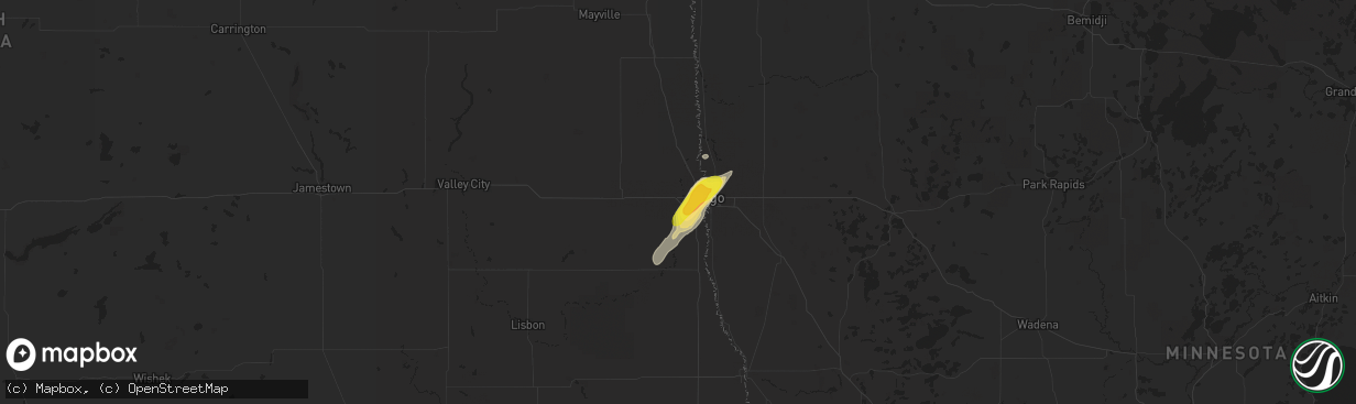 Hail map in West Fargo, ND on August 27, 2016