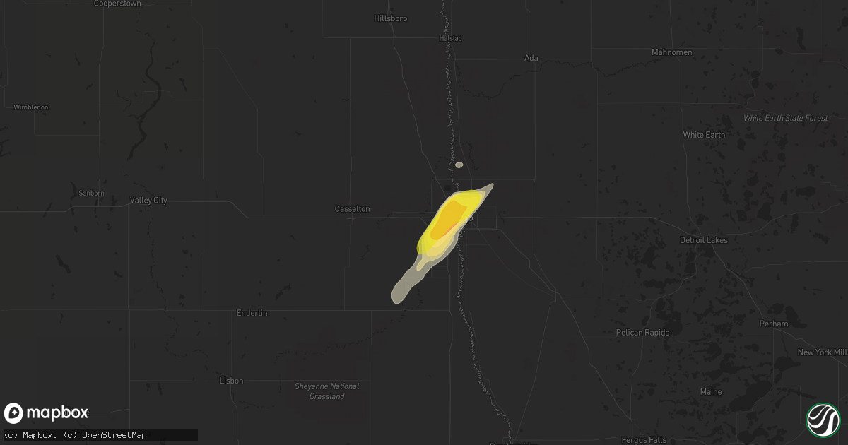 Hail map in West Fargo, ND on August 27, 2016