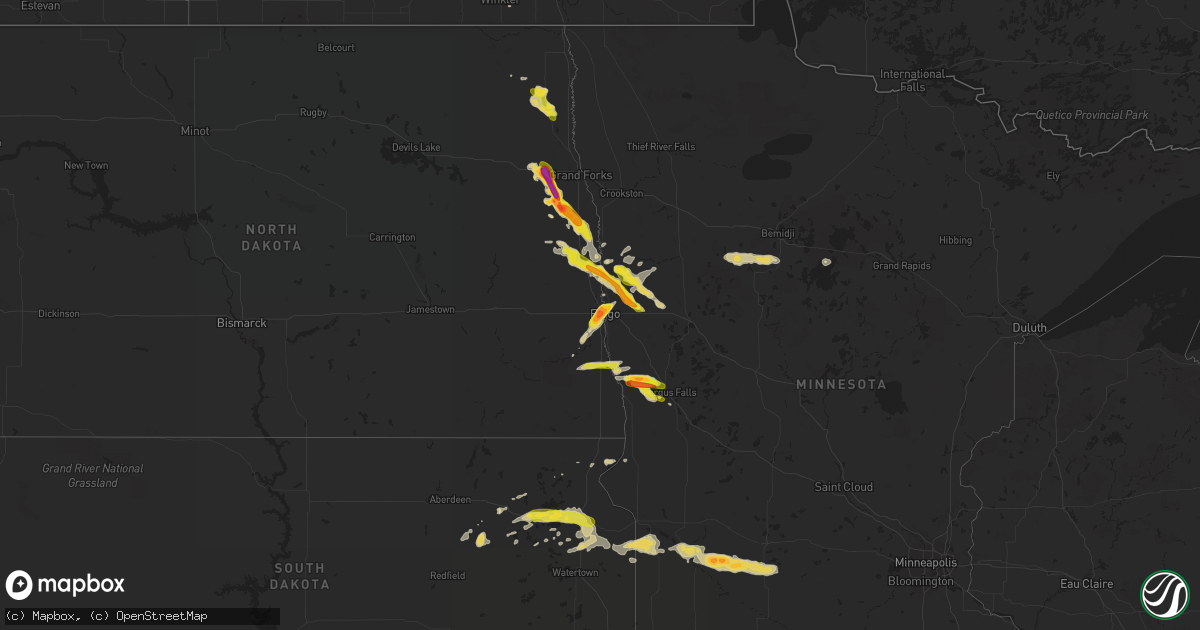 Hail map on August 27, 2016