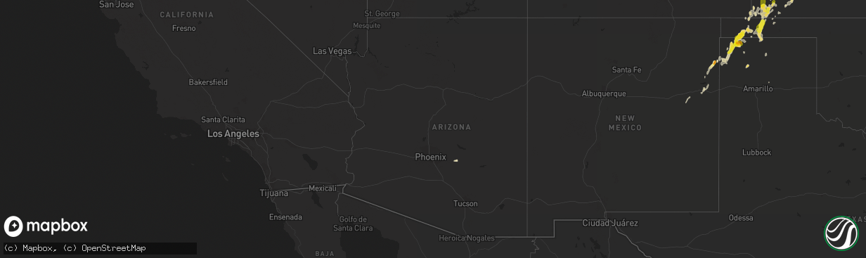 Hail map in Arizona on August 27, 2017