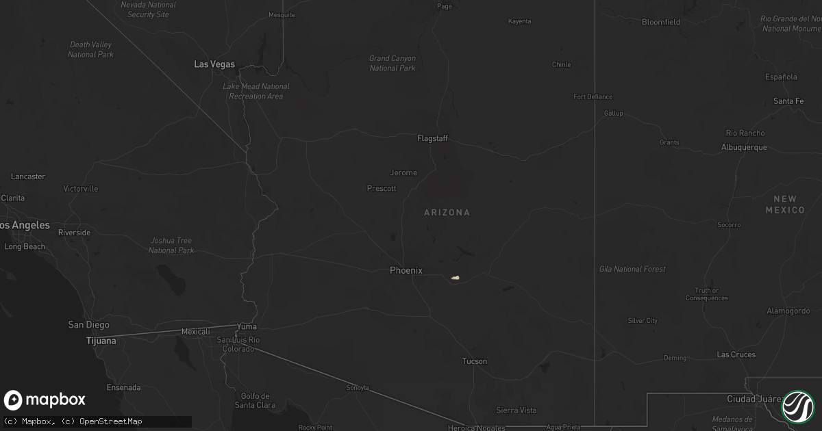 Hail map in Arizona on August 27, 2017