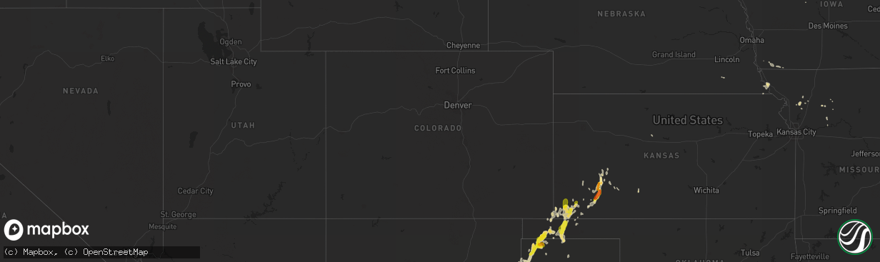 Hail map in Colorado on August 27, 2017