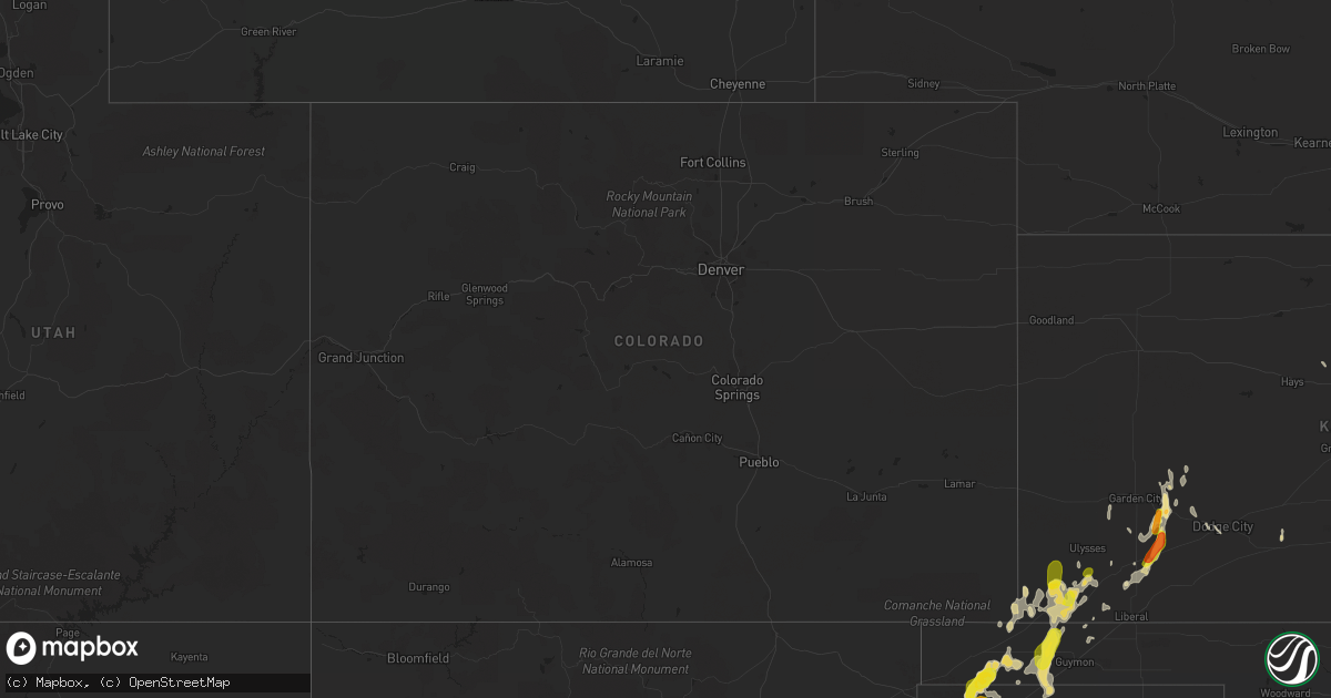 Hail map in Colorado on August 27, 2017