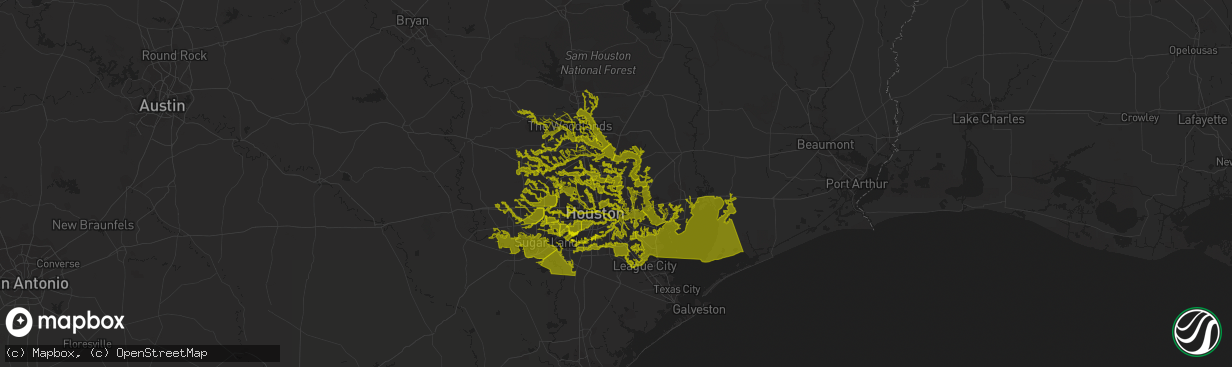 Hail map in Houston, TX on August 27, 2017