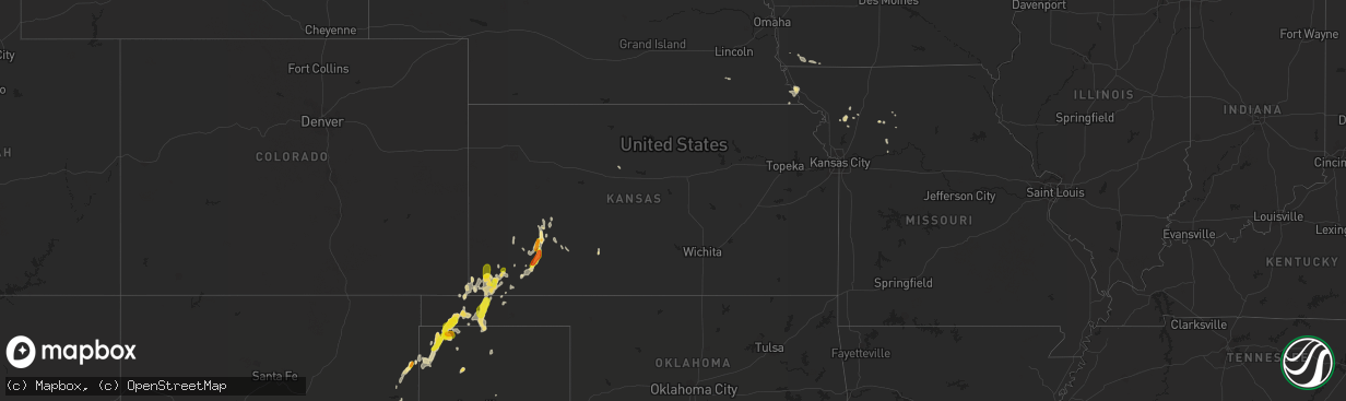 Hail map in Kansas on August 27, 2017