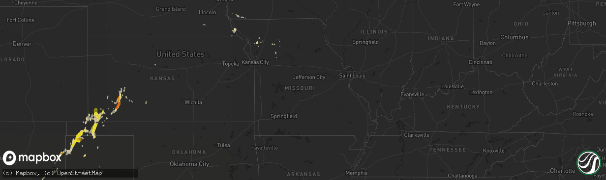 Hail map in Missouri on August 27, 2017