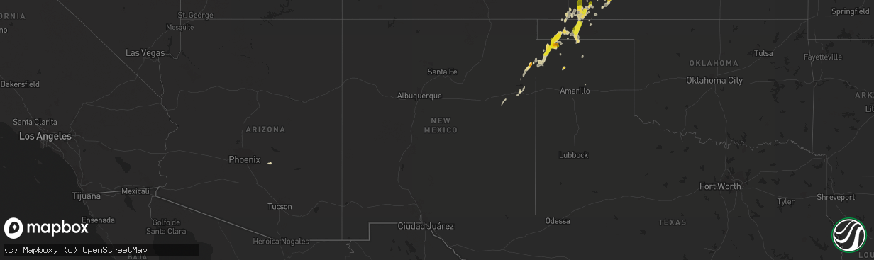 Hail map in New Mexico on August 27, 2017