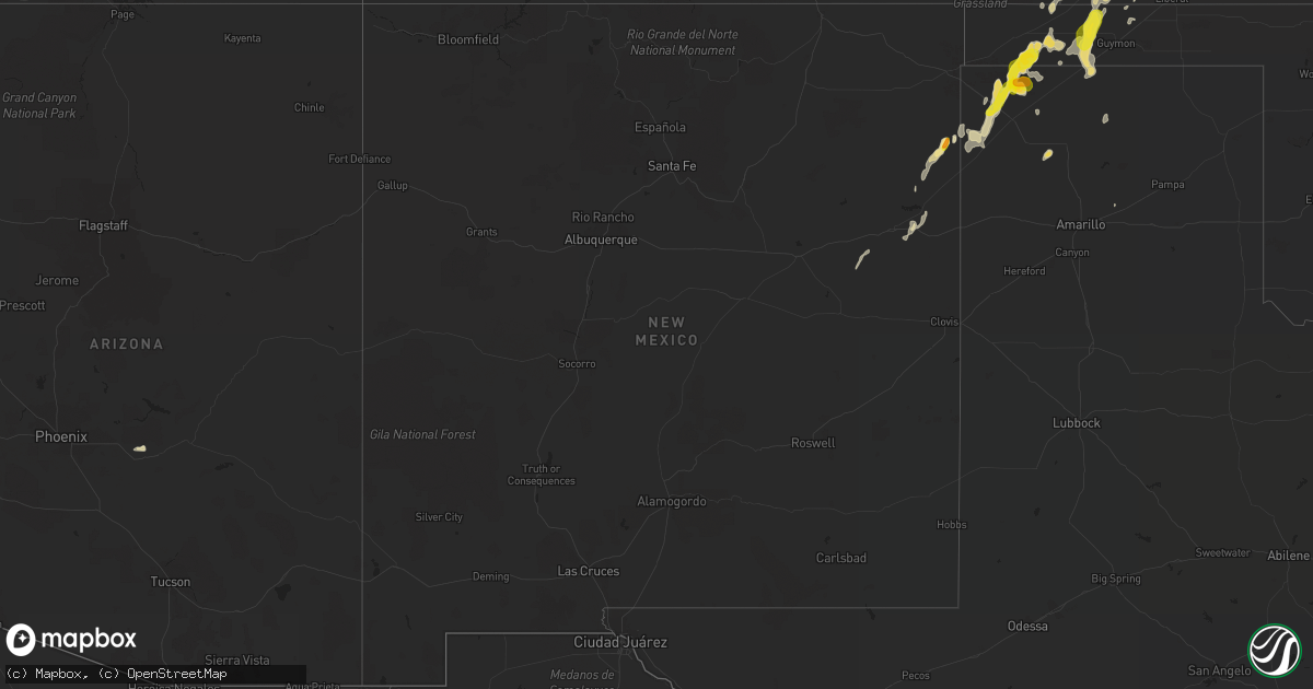Hail map in New Mexico on August 27, 2017