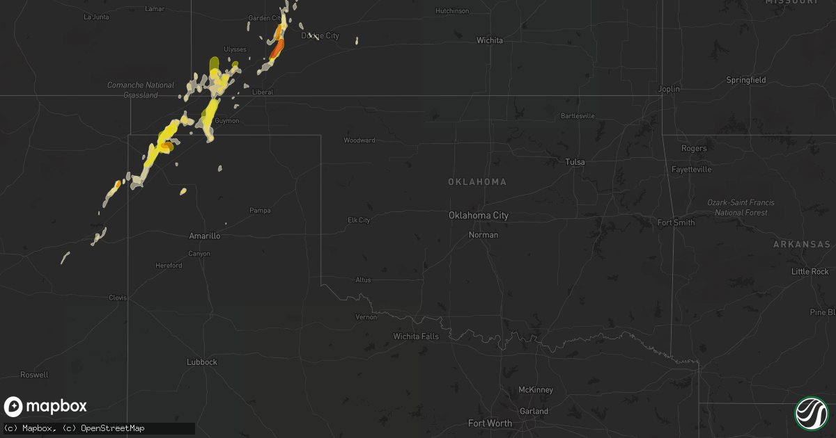 Hail map in Oklahoma on August 27, 2017