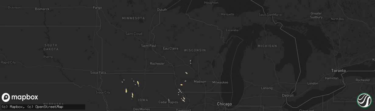 Hail map in Wisconsin on August 27, 2017