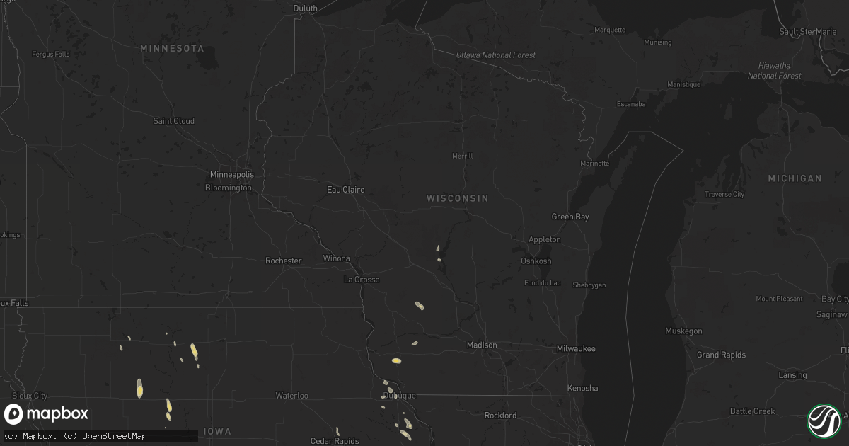 Hail map in Wisconsin on August 27, 2017