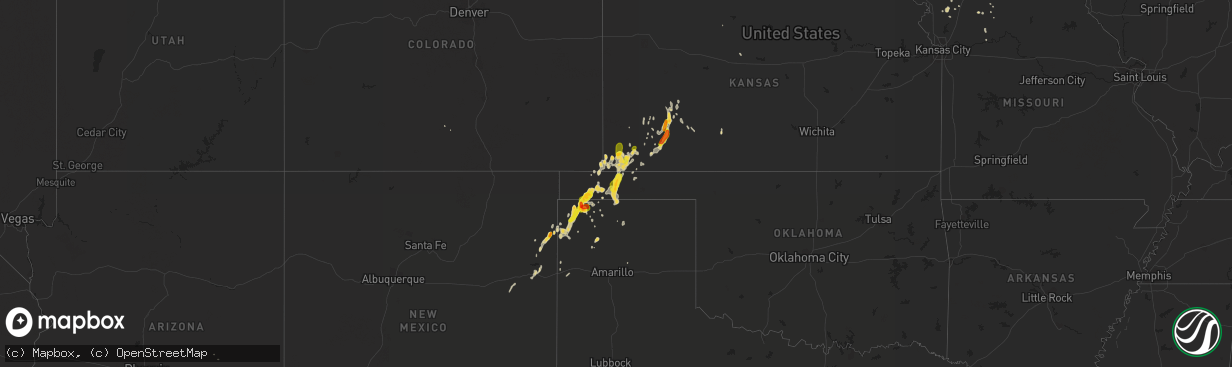 Hail map on August 27, 2017