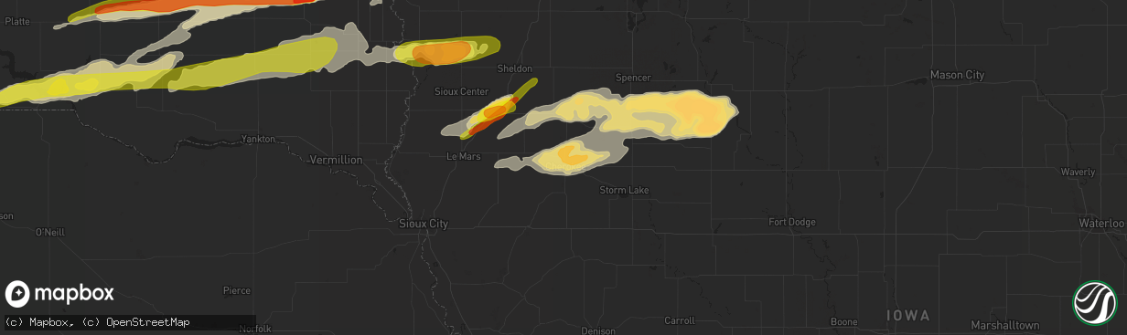 Hail map in Cherokee, IA on August 27, 2018