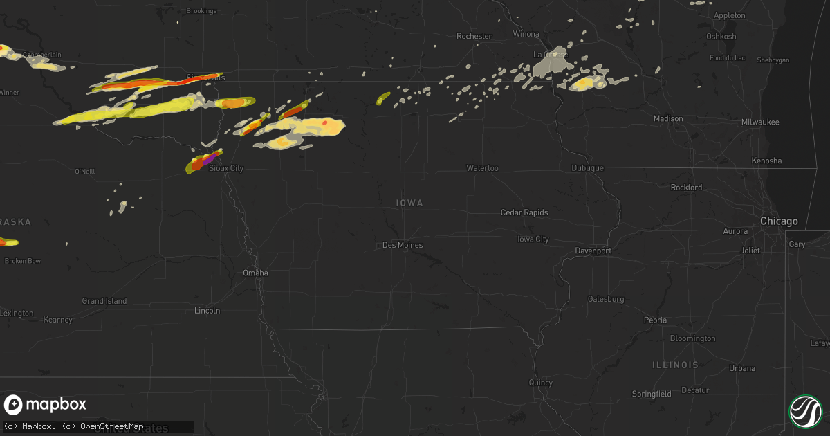 Hail map in Iowa on August 27, 2018