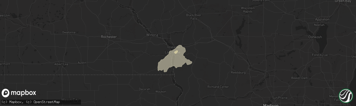 Hail map in La Crosse, WI on August 27, 2018