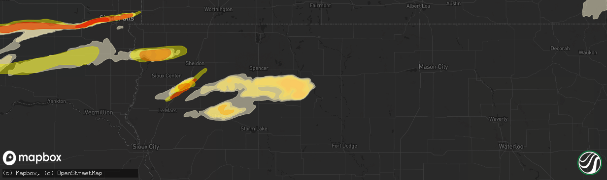 Hail map in Mallard, IA on August 27, 2018