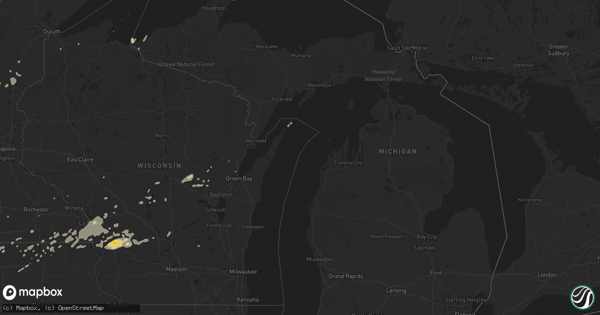 Hail map in Michigan on August 27, 2018