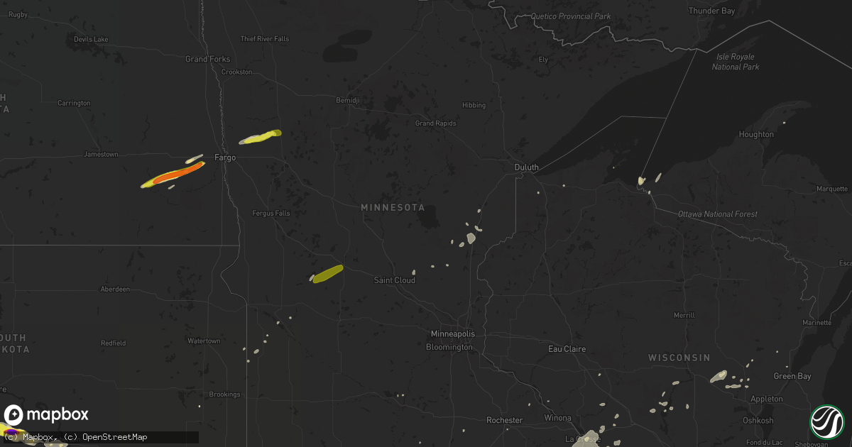 Hail map in Minnesota on August 27, 2018