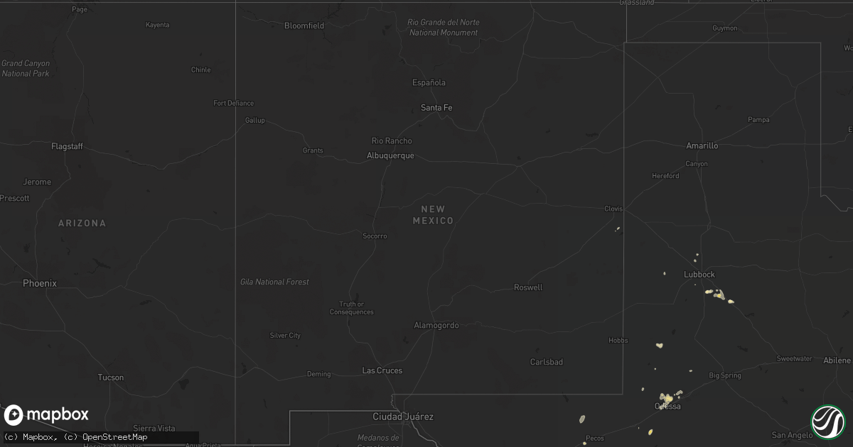 Hail map in New Mexico on August 27, 2018