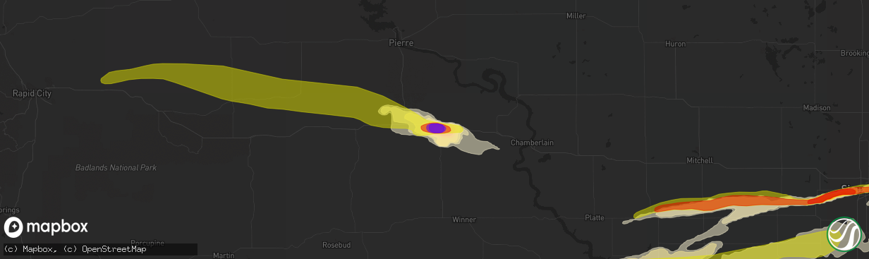 Hail map in Presho, SD on August 27, 2018