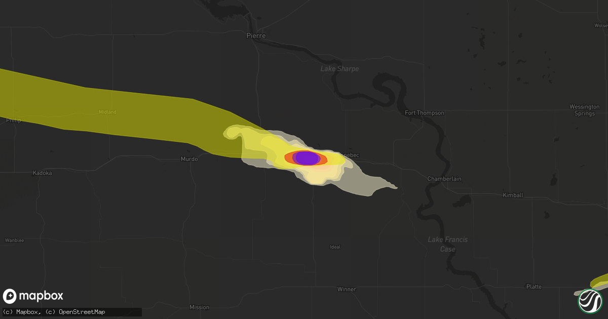 Hail map in Presho, SD on August 27, 2018